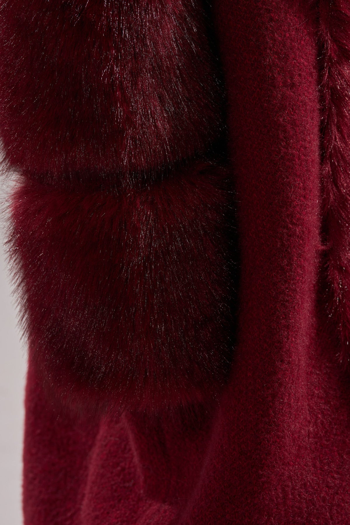 LUXE LIFE FUR CARDIGAN IN BURGUNDY