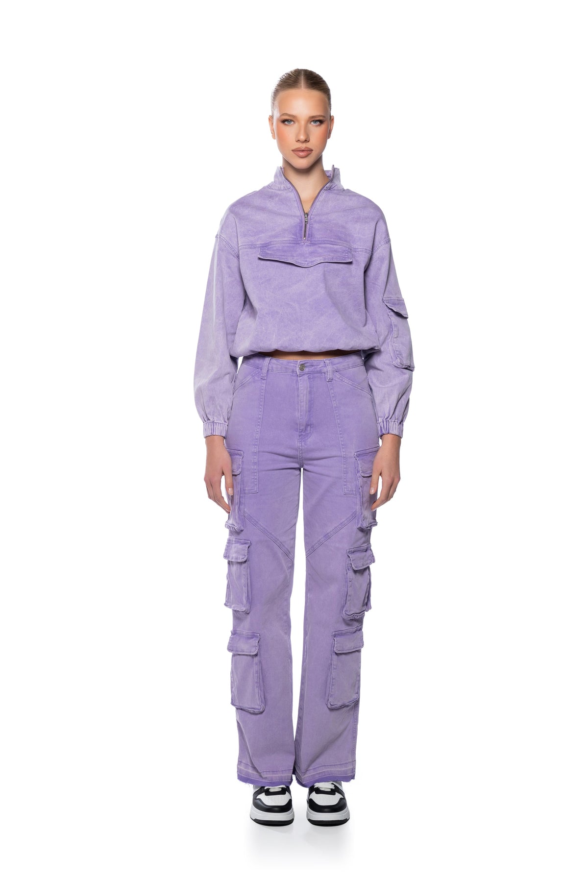 LAVENDAR DREAMS COLLARED OVERSIZED SWEATSHIRT