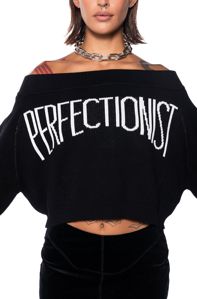 MISS PERFECTION OFF THE SHOULDER SWEATER
