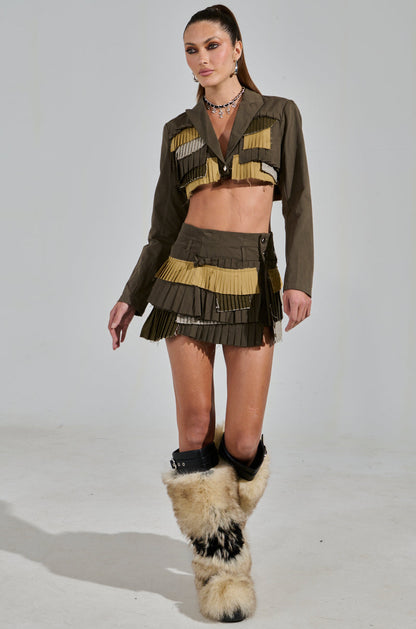LET ME DOWN SLOWLY MINI SKIRT IN OLIVE