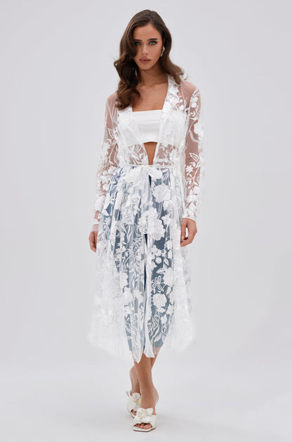 IN BLOOM SHEER TRENCH IN WHITE