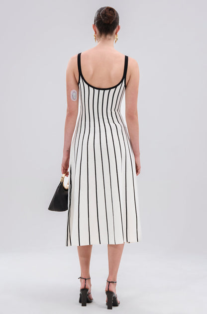 LETS GET IT GOING KNIT STRIPE MIDI DRESS