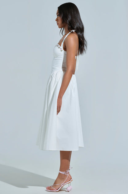 OFF TO BRUNCH POPLIN MIDI DRESS