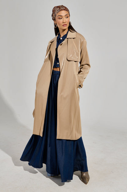 LEAH LO LIQUID VELVET TRENCH