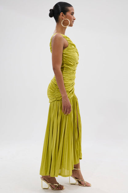 LIFE OF THE PARTY SATIN MIDI DRESS
