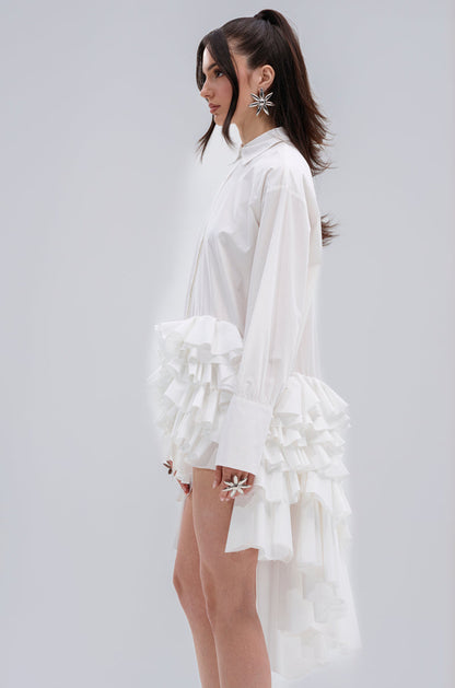 KIND OF A BIG DEAL POPLIN HIGH LOW DRESS IN WHITE