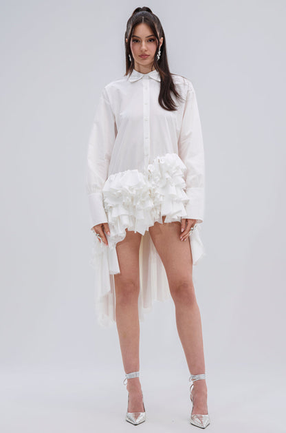 KIND OF A BIG DEAL POPLIN HIGH LOW DRESS IN WHITE