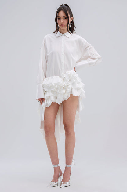 KIND OF A BIG DEAL POPLIN HIGH LOW DRESS IN WHITE