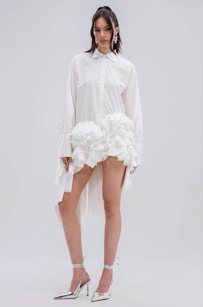KIND OF A BIG DEAL POPLIN HIGH LOW DRESS IN WHITE