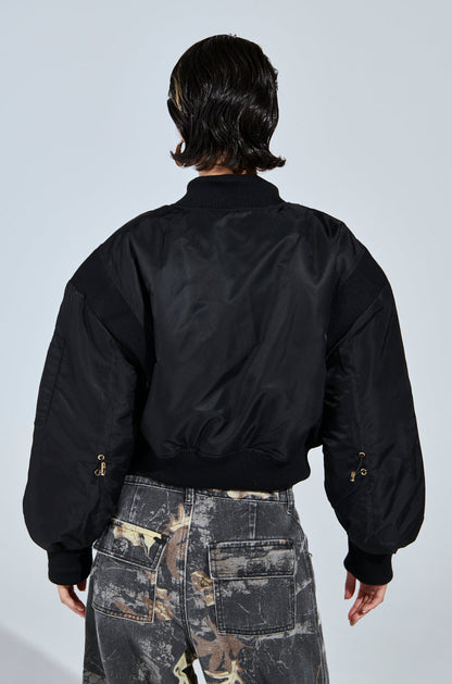 LUCKY ME ASYMMETRICAL BOMBER IN BLACK