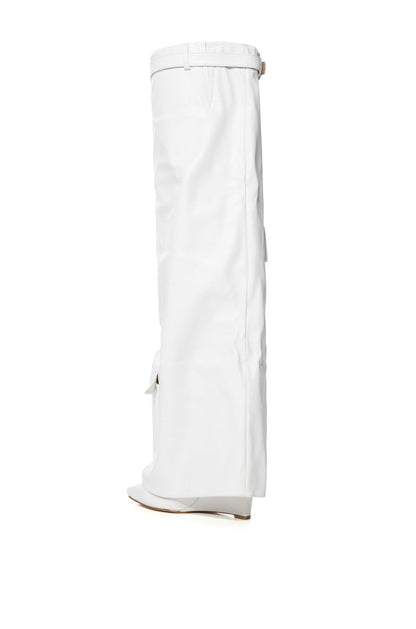 AZLAEA WANG ALEXIA WHITE WEDGE BOOT