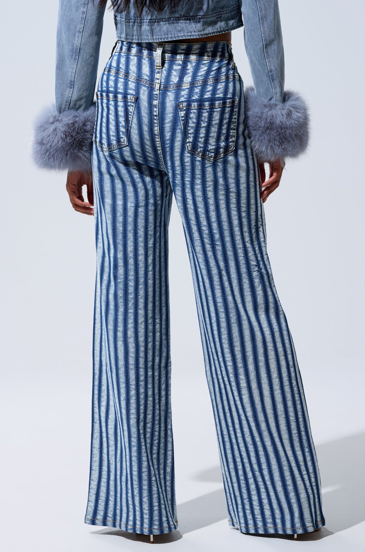 LETS GET CRAZY STRIPE WIDE LEG DENIM