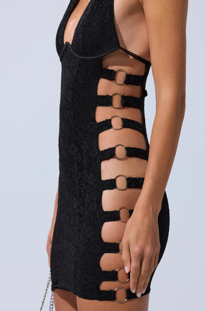 NOT FOR EVERYONE CUTOUT LACE MINI DRESS