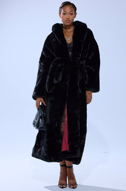 DAYANNE LONG SATIN LINING FAUX FUR TRENCH COAT