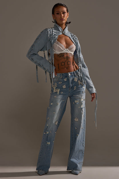 IN YOUR DREAMS RHINESTONE DENIM JEANS