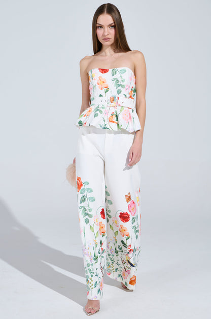 IRIS FLORAL PEPLUM BLOUSE