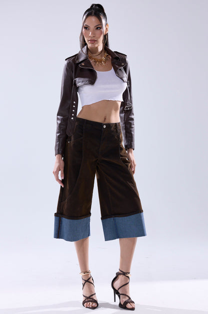 HARLEY LUXE ULTRA CROP MOTO IN CHOCOLATE