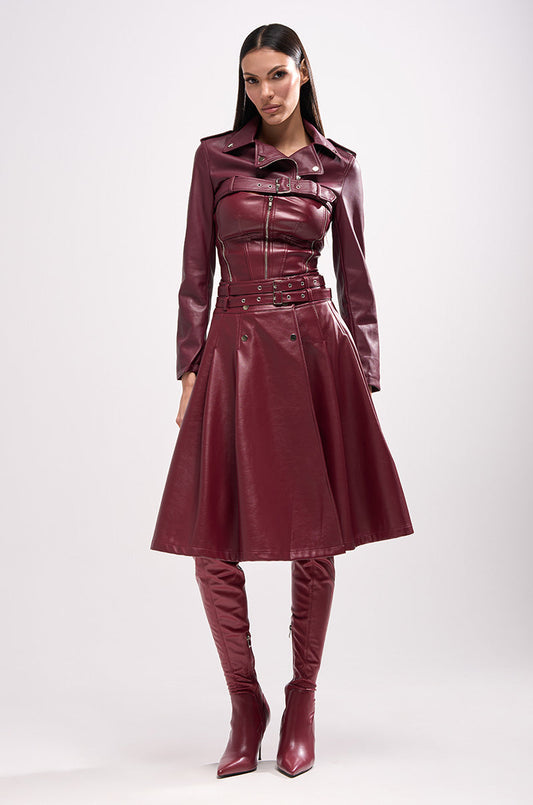 HARLEY LUXE ULTRA CROP MOTO IN BURGUNDY