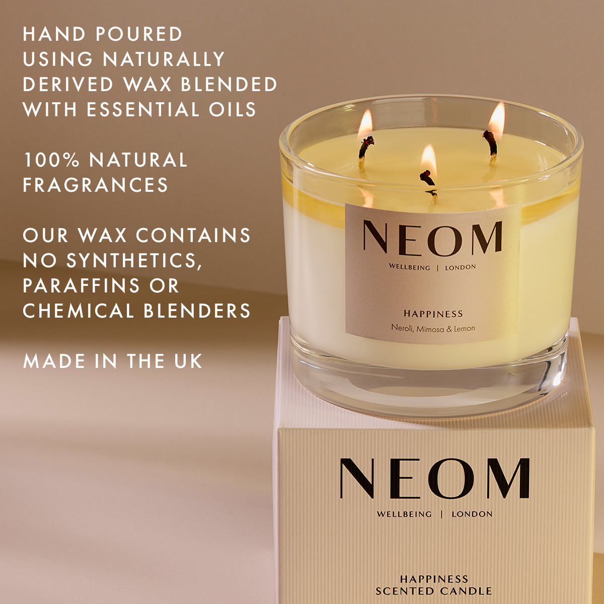 Happiness Scented 3 Wick Candle, Set of 10