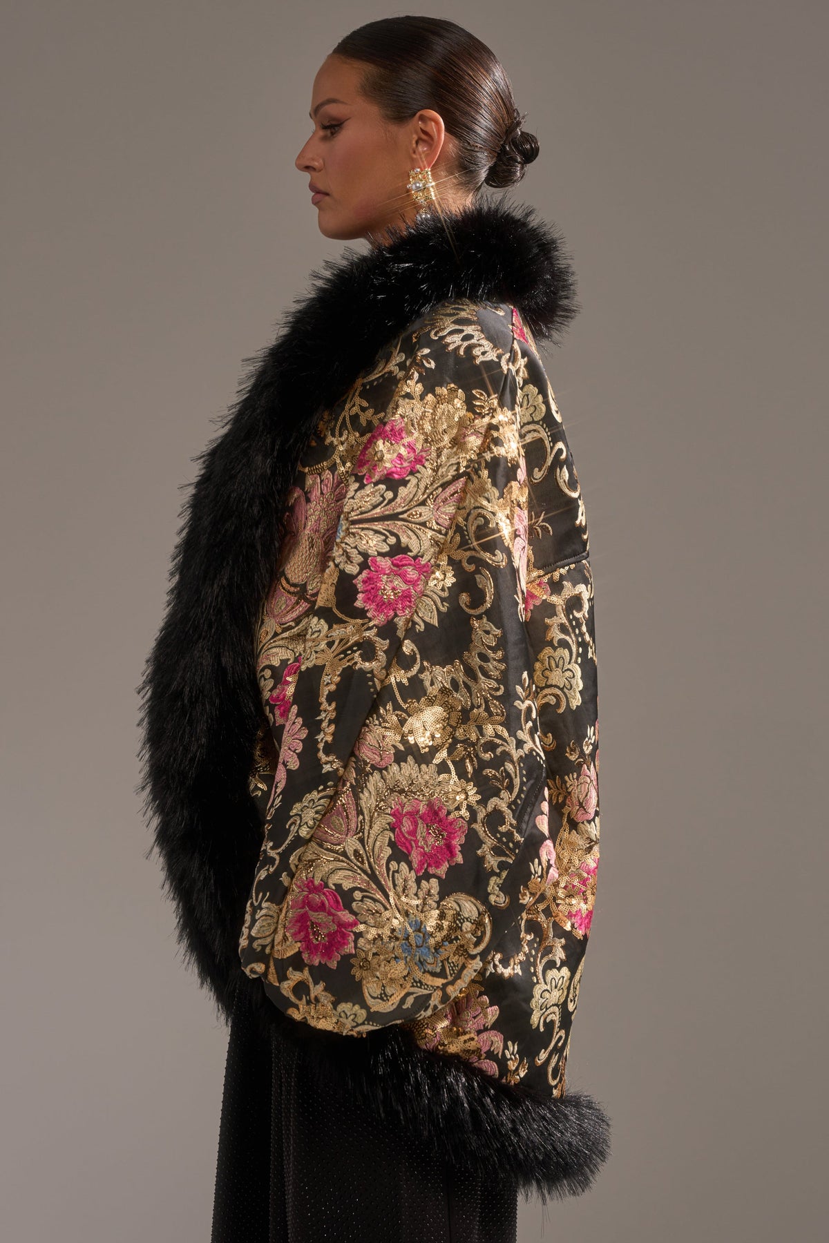 LOLA COCOON COAT IN BROCADE