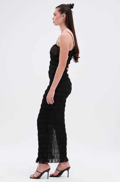 ON A BEACH OR A NIGHT OUT MESH MAXI DRESS