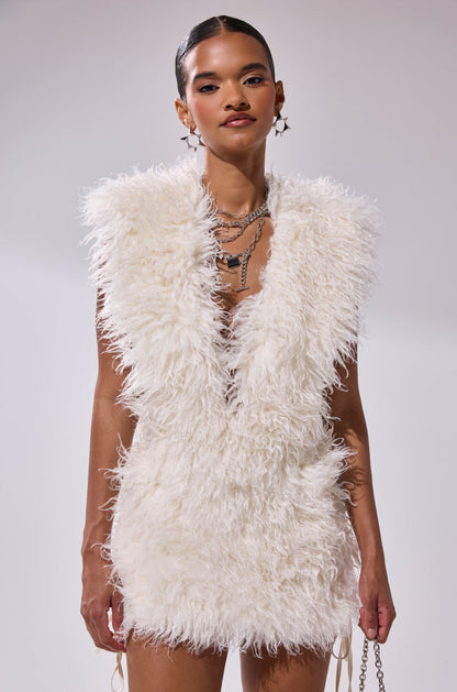 CALL ME CRAZY FUR MINI DRESS