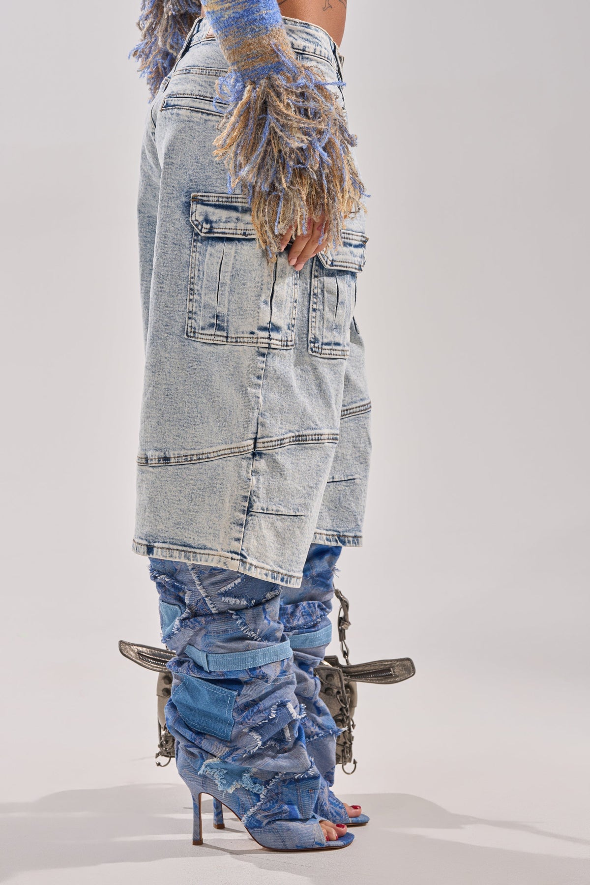 FORGET ME NOT DENIM CARGO BERMUDA SHORT
