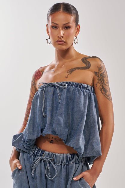 DENIM FOR DAYS TUBE TOP