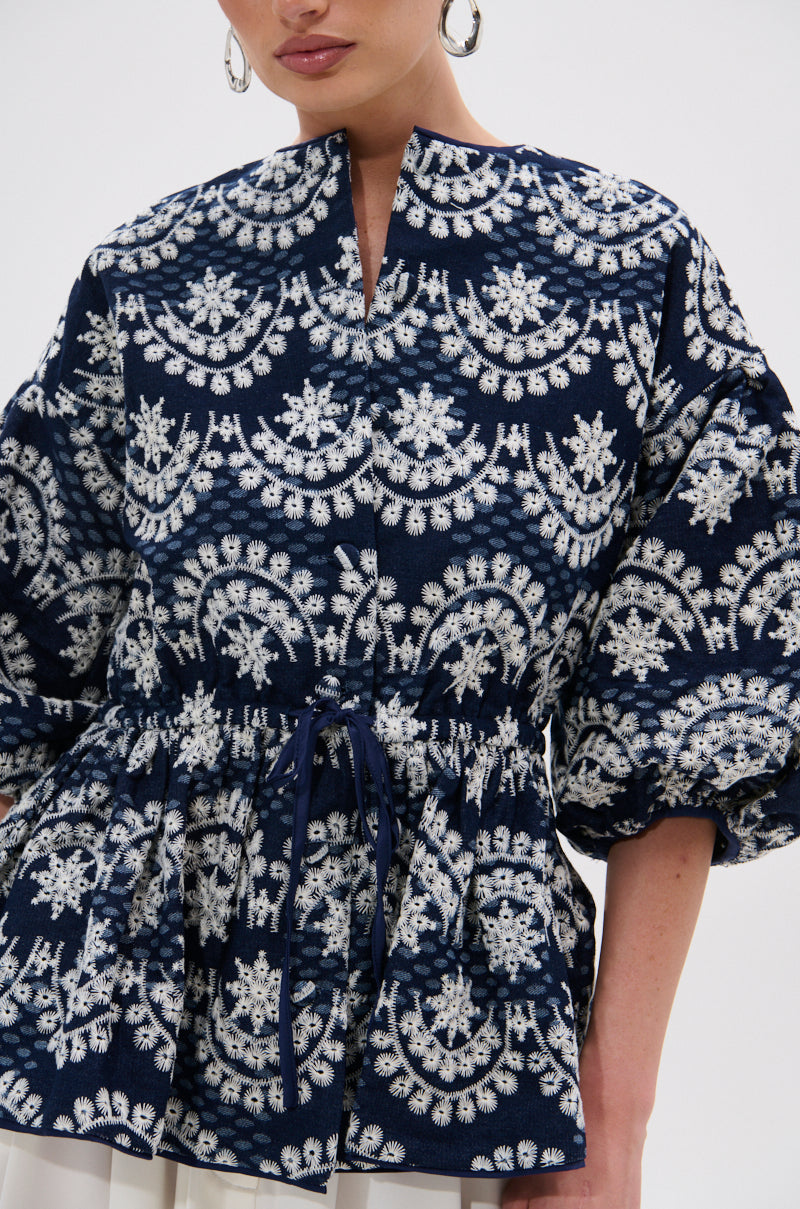 MELODY DENIM EYELET BLOUSE
