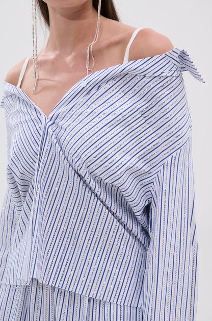 NOTHING BETTER STRIPE BUTTON DOWN WITH RHINESTONE