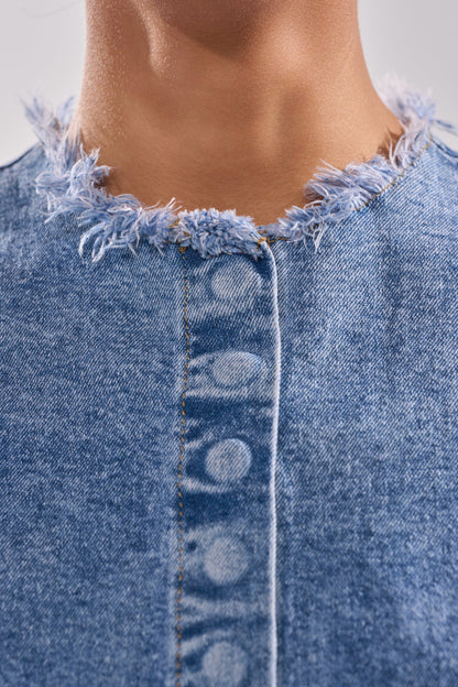 DONT PLAY WITH MY HEART DENIM BLOUSE
