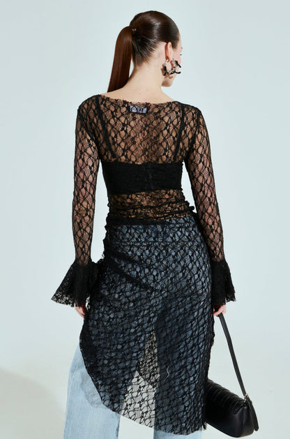 LILY LACE BLOUSE IN BLACK