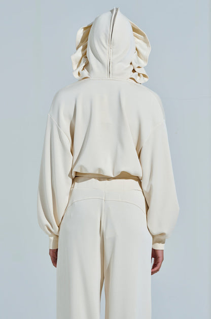 KHOLE RUFFLED ZIP UP SWEATSHIRT