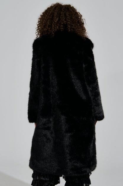 LENOX FAUX FUR TRENCH IN BLACK