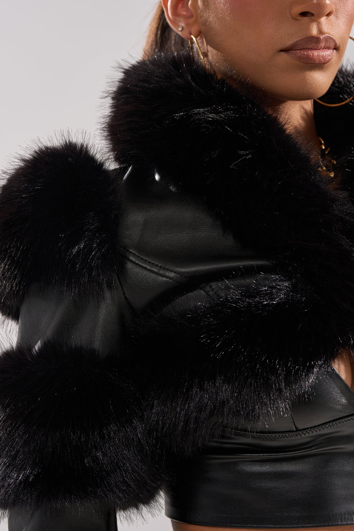 LOVERGIRL ULTRA CROP FUR TRIM MOTO