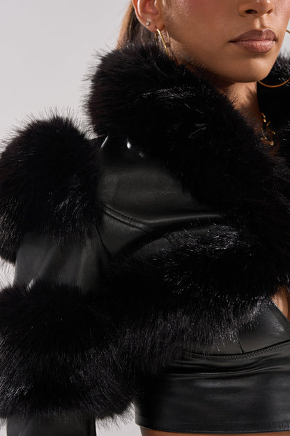LOVERGIRL ULTRA CROP FUR TRIM MOTO