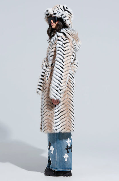 LOLA HOODED FAUX FUR JACKET