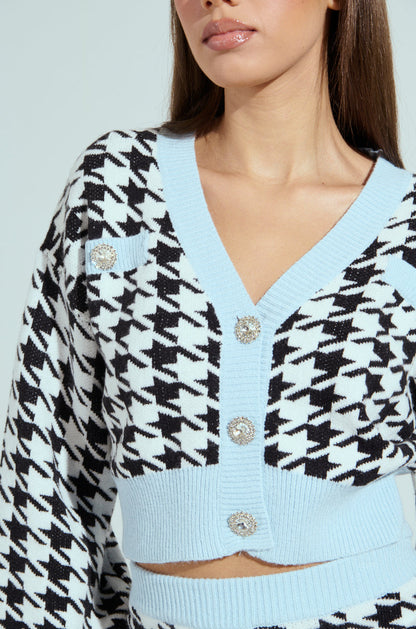 PRETTY AND POSH HOUNDSTOOTH CARDIGAN