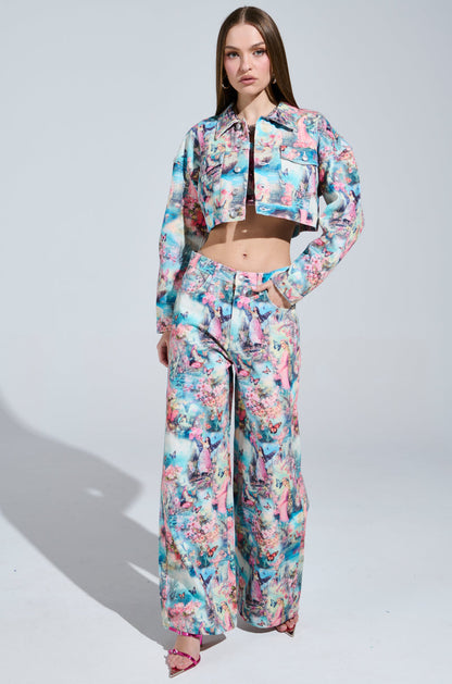 FEMALE FANTASY PRINTED DENIM JACKET