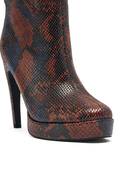 AZALEA WANG WENONA BROWN MULTI SNAKE BOOTIE