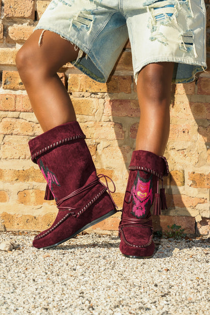 AZALEA WANG WERET PLUM FLAT BOOTIE