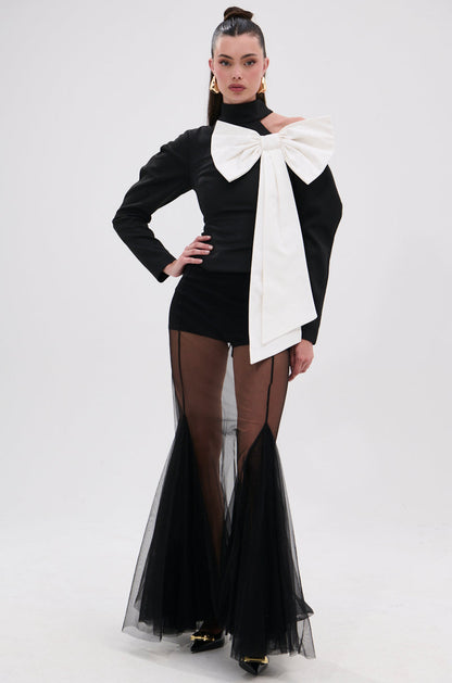 DAYANNE MOCK NECK BOW TOP