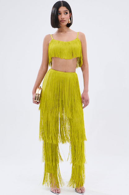OH SO FRINGE PANTS IN GREEN