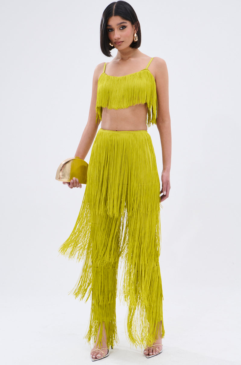 OH SO FRINGE TOP IN GREEN