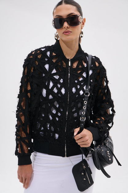 IONA CUTOUT DENIM BOMBER