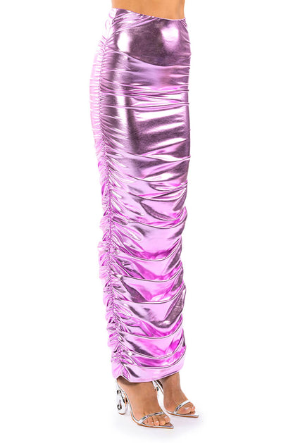 ANGEL ENERGY METALLIC MIDI SKIRT