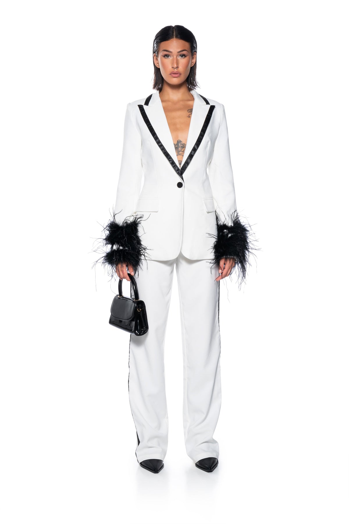 LANTIS WHITE TROUSER WITH RIBBON SEAM