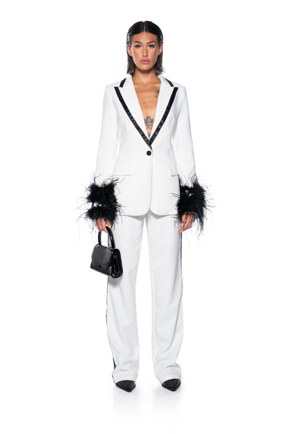 LANTIS WHITE TROUSER WITH RIBBON SEAM