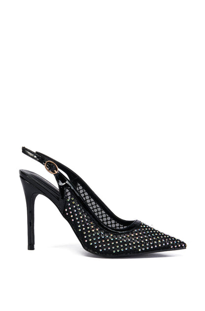 AZALEA WANG CARMINE BLACK DIAMOND MESH PUMP