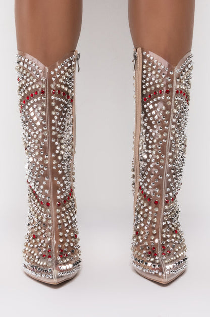 AZALEA WANG CENTER OF ATTENTION STILETTO BOOTIE IN NUDE